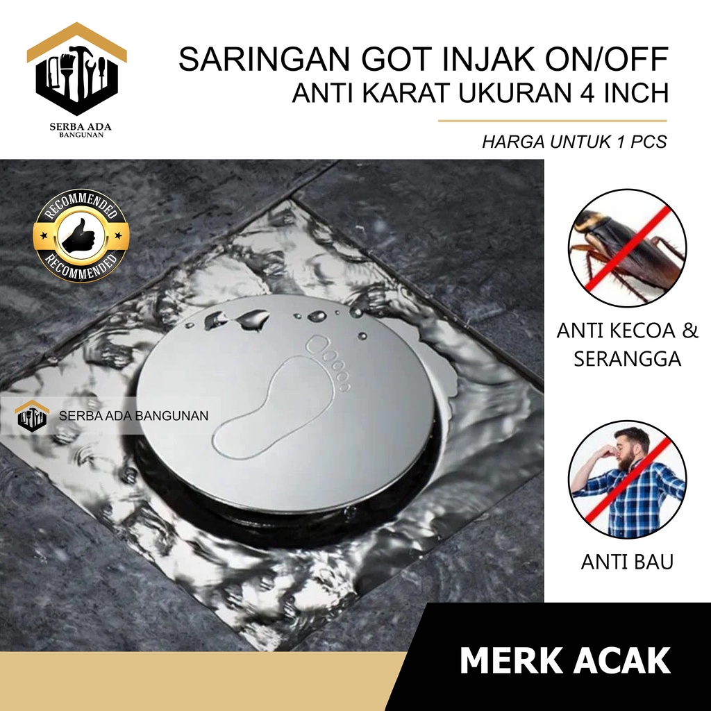 Saringan GOT INJAK 4&quot; ANTI KECOA SERANGGA RAMBUT NYANGKUT stainless steel anti karat tinggal tekan