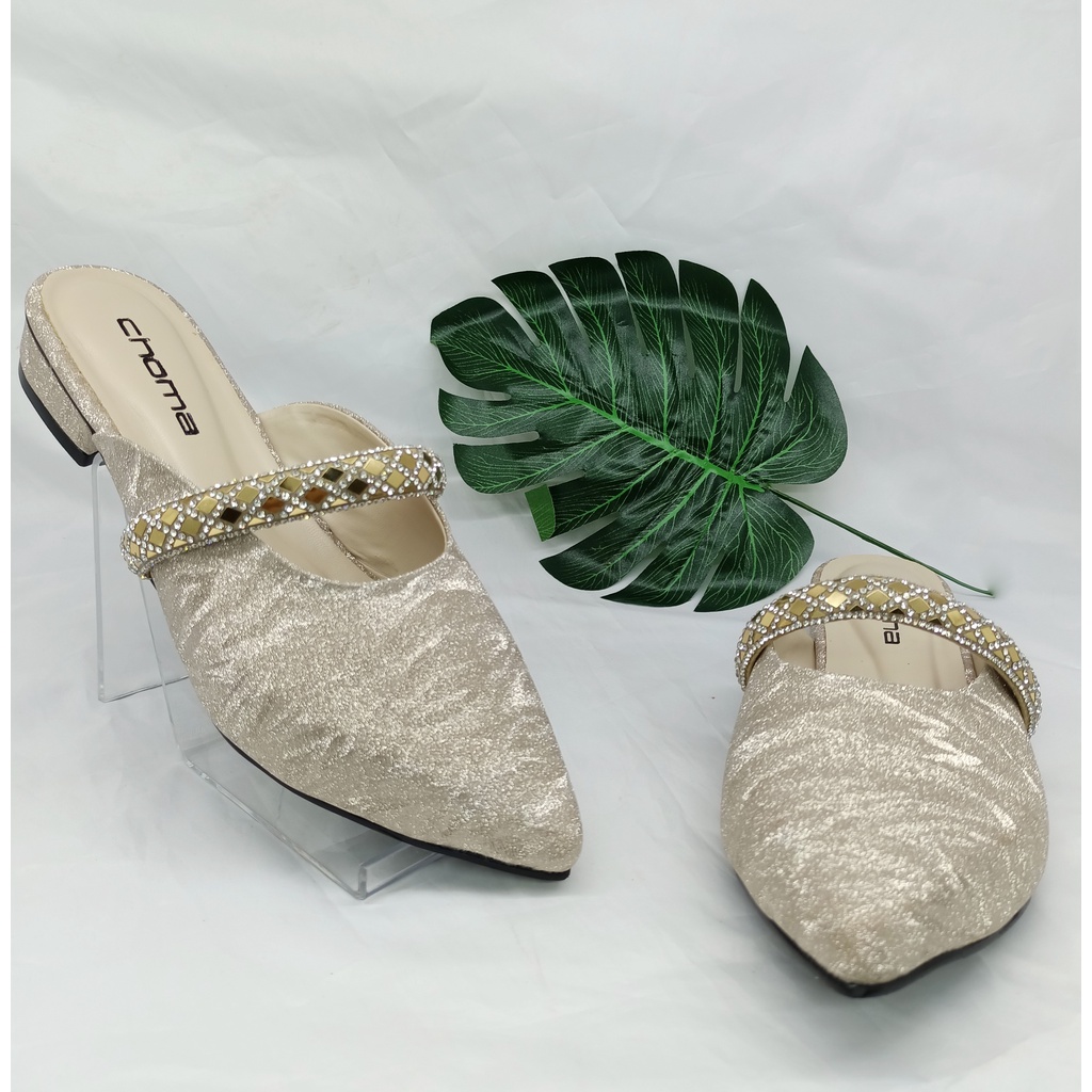 CHOMA - Sandal Flat/Sandal Wanita Teplek/sendal slop tali/sendal flat payet/sendal wadinta/sendal weeding