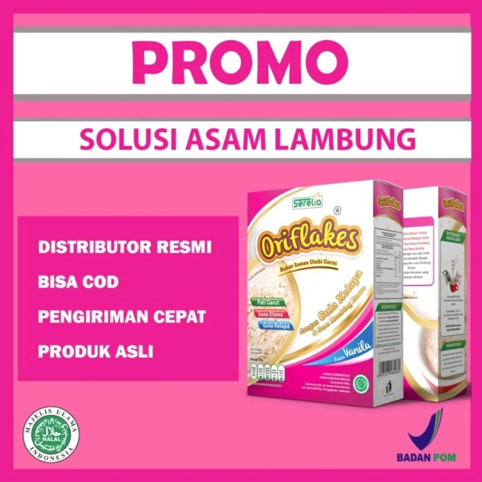

Oriflakes Gastro 900 Gr Sereal Umbi Garut Utk Maag Susu Kambing Etawa 033