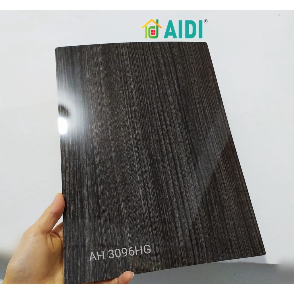 AIDI HPL AH 3096HG DARK TEAK GLOSSY HPL WOODGRAIN GLOSSY HPL URAT KAYU KILAP HPL KILAP AIDI 3096 HG