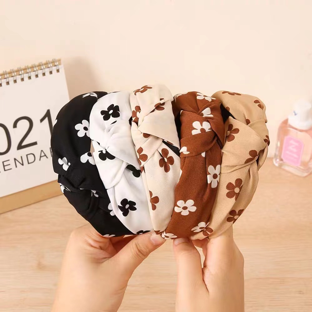 bando ikat impor korea fashion Ikat Kepala Busur headband Sederhana dan serbaguna wantia bandana hair accessories  pola bunga aksesoris