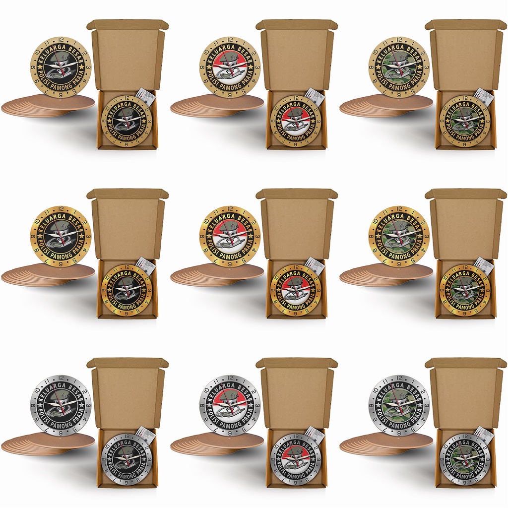 Jam Dinding Unik Keluarga Besar Polisi Pamong Praja (POL PP) - Kayu Karakter D30cm (Special Edition)