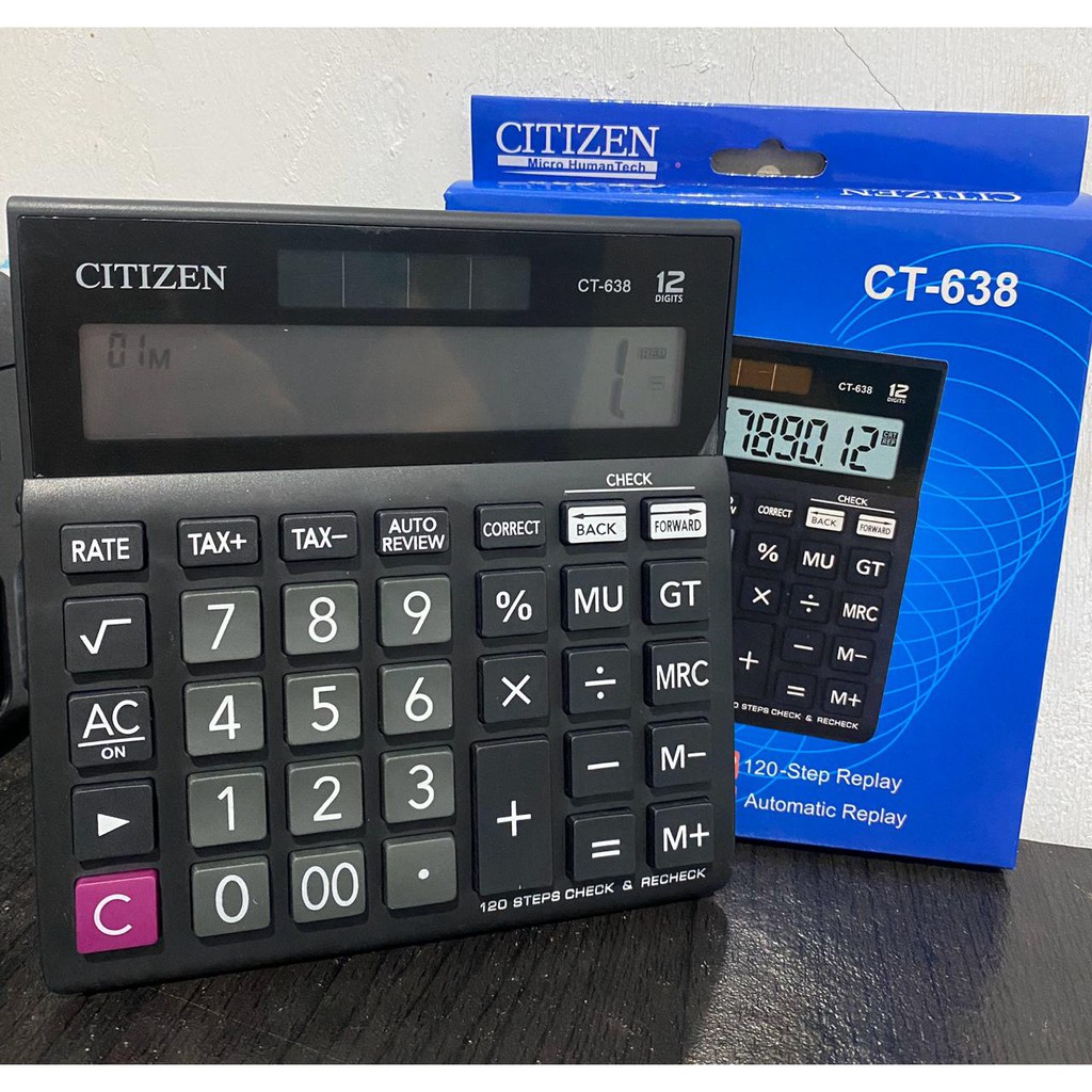 

CALCULATOR CITIZEN 638 CT 638 //12 DIGIT CEK ULANG WIDE SERIES LIKE WJ 120D CASIO