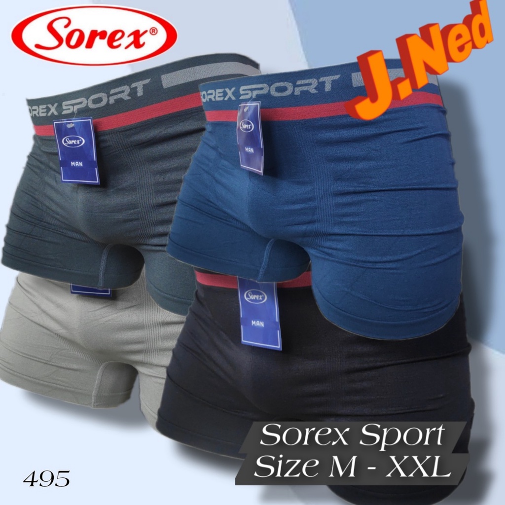 J495 - CELANA DALAM PRIA BOXER PREMIUM SOREX SIZE M - XXL HARGA PER 1 PCS