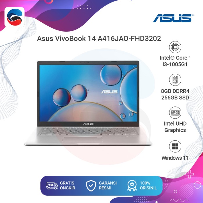 ASUS Laptop Vivobook 14 A416JAO FHD3202 Intel Core i3 8GB 256GB SSD