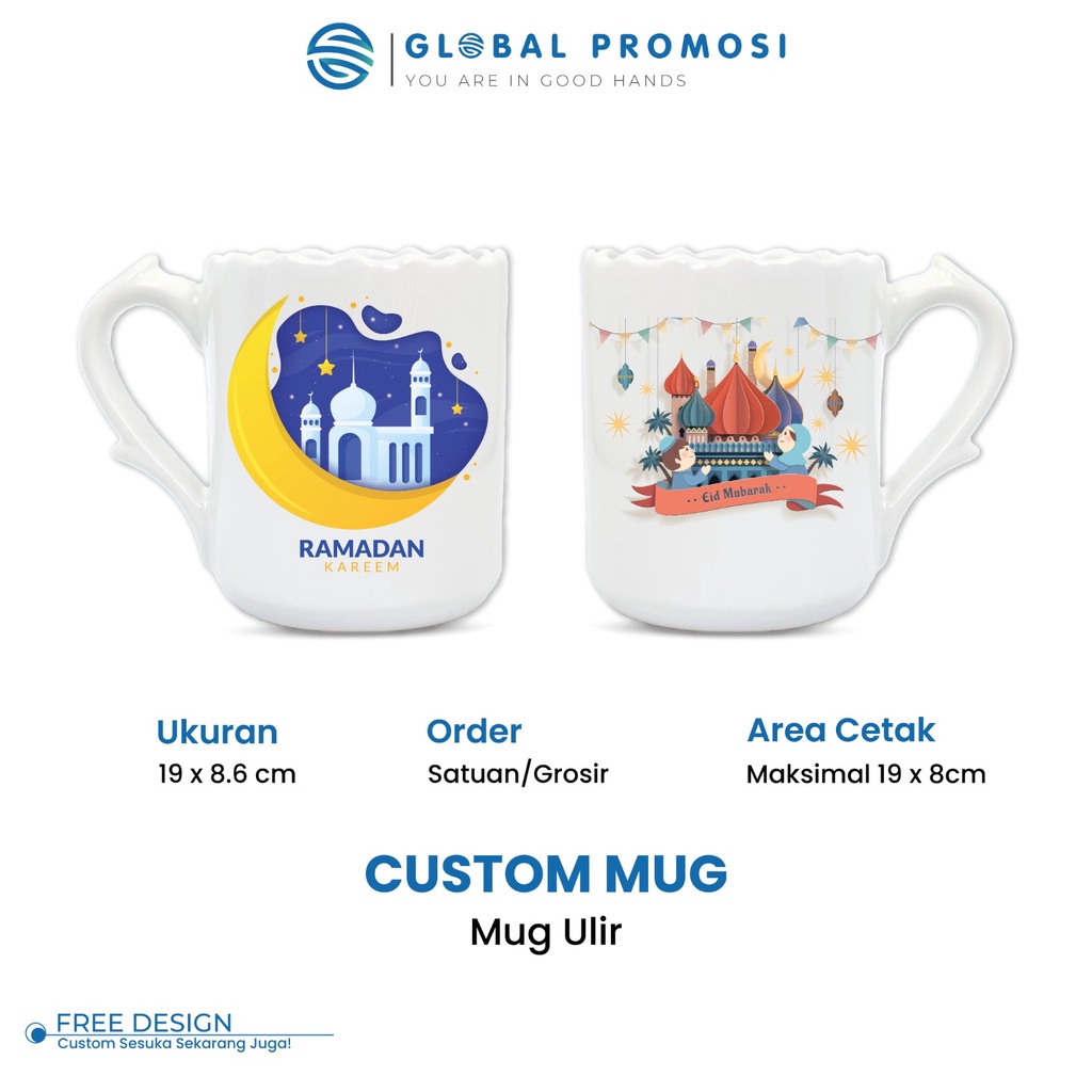 Mug Custom Mug Ulir/Bunga Printing Satuan/Grosir Tanpa PO Express Khusus Pengiriman Gojek/Grab
