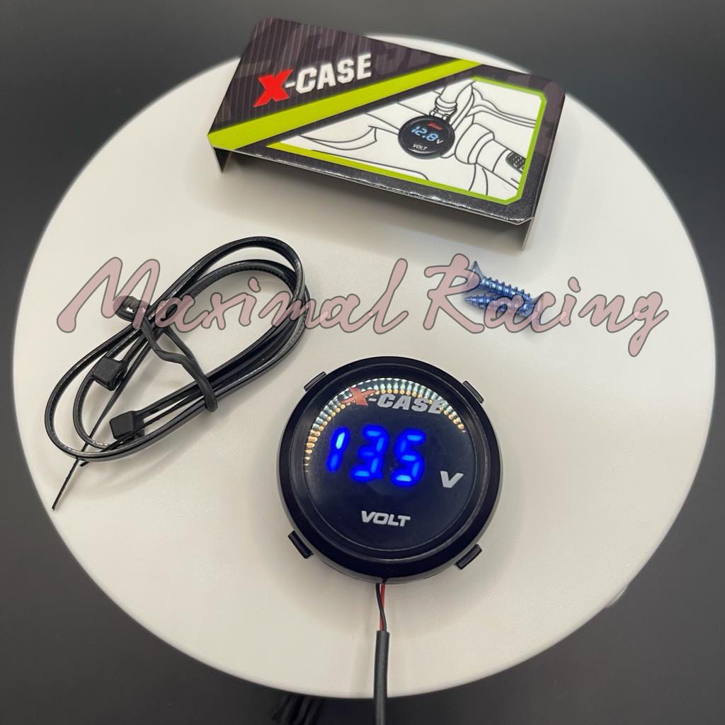 Voltmeter Mini Bulat Pengukur Aki Listrik Digital Waterpoof Xcase Motor Universal