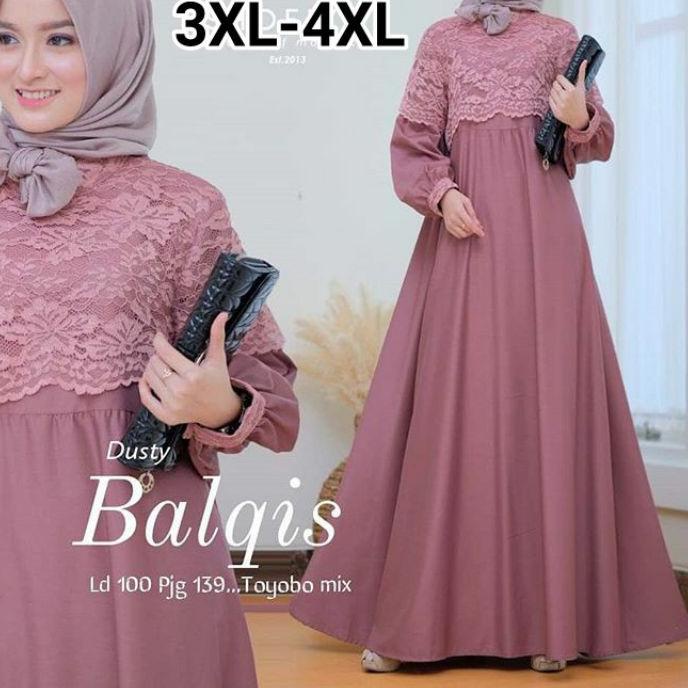 ♪ gamis jumbo brukat ukuran L XL XXL XXXL 4XL ld 140 Balqis/gamis murah/Dress murah/gamis brokat ♘