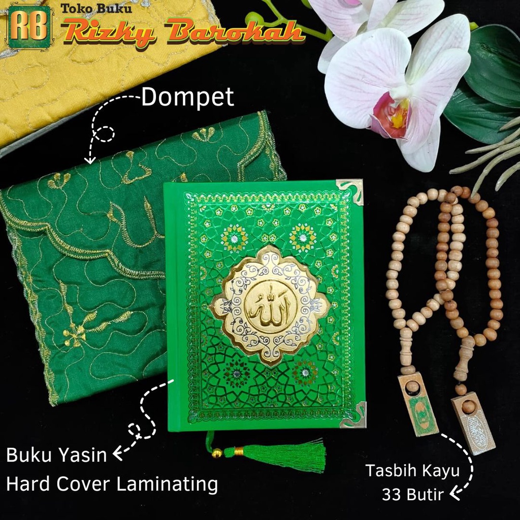 Paket Cetak Buku Yasin 128 Halaman Warna Hijau Kertas HVS Hardcover Laminating Mozaik, Hampers Yasin