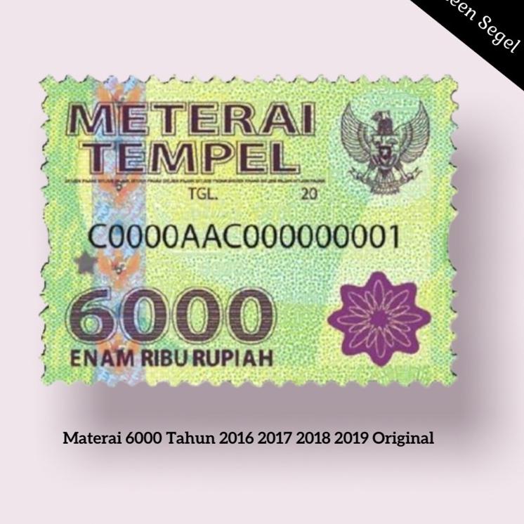 

[ART. 43] Materai 6000 Tahun 2015 2016 2017 2018 2019 Asli Original Pos