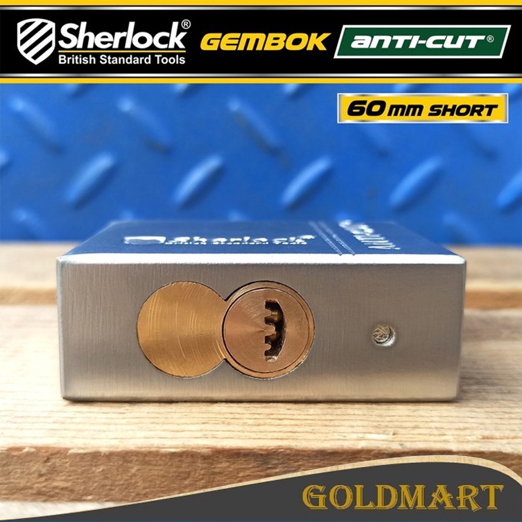 Gembok Original Sherlock Tools Anti Cut 60 mm Pendek Anti Maling