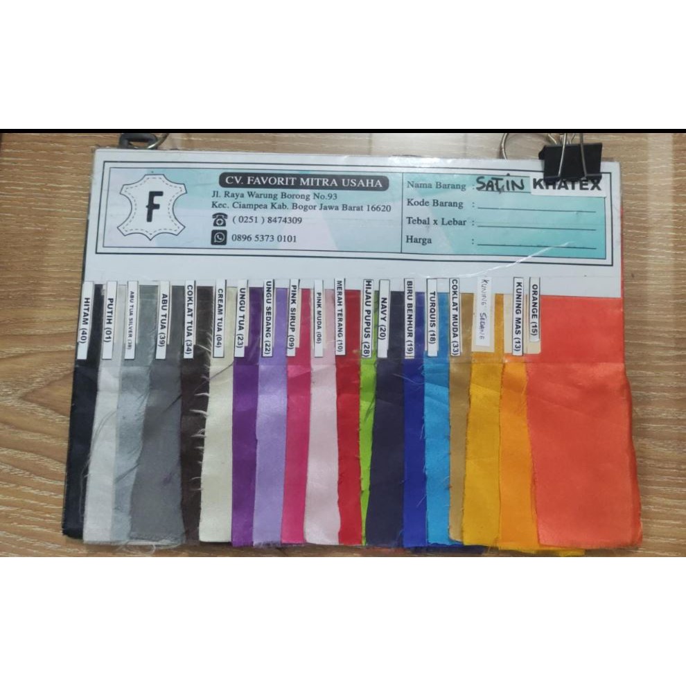 SATEN / SATIN / KAIN KHATEX JEPANG WARNA WARNI HARGA PERMETER 1MX1,5M