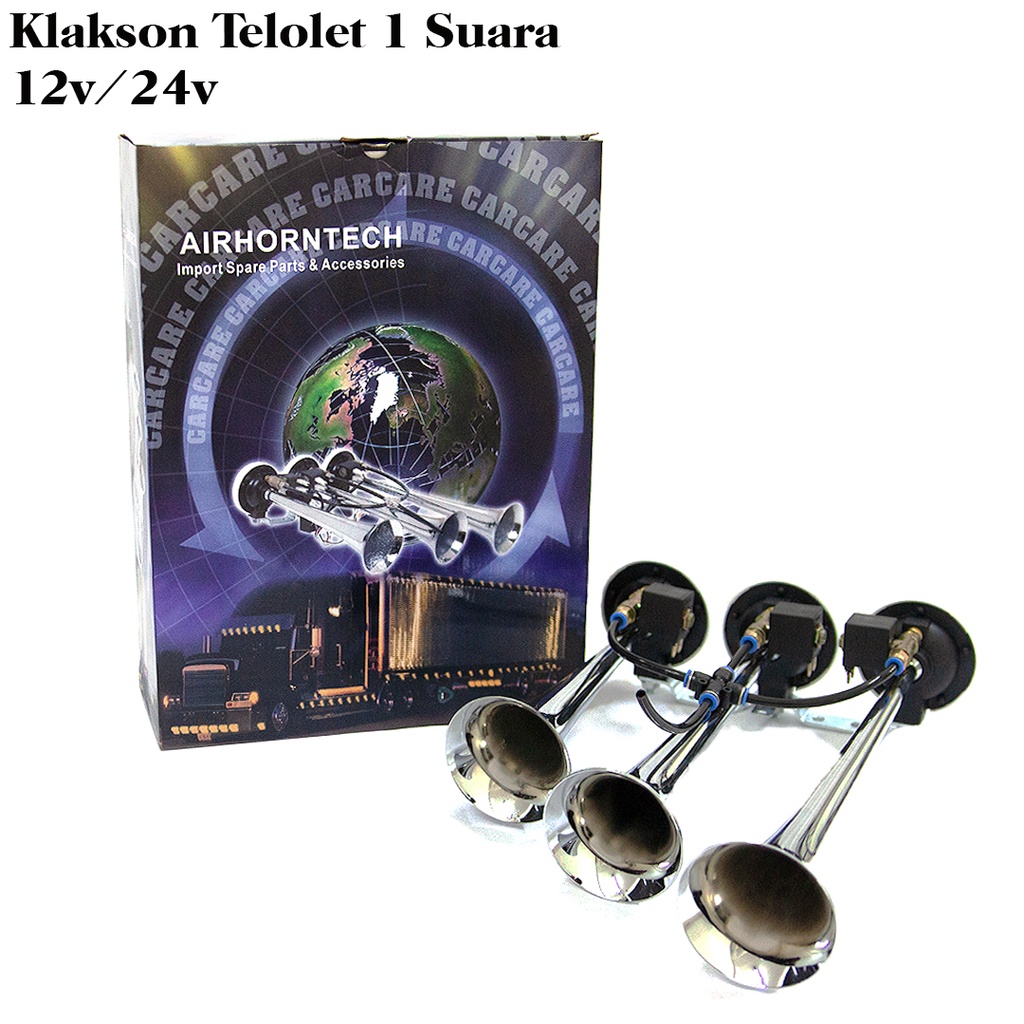 Klakson Telolet 3 Terompet 12 VOLT / 3 Corong Telolet Chrome / Klakson Angin Truk / Air Horn Bus