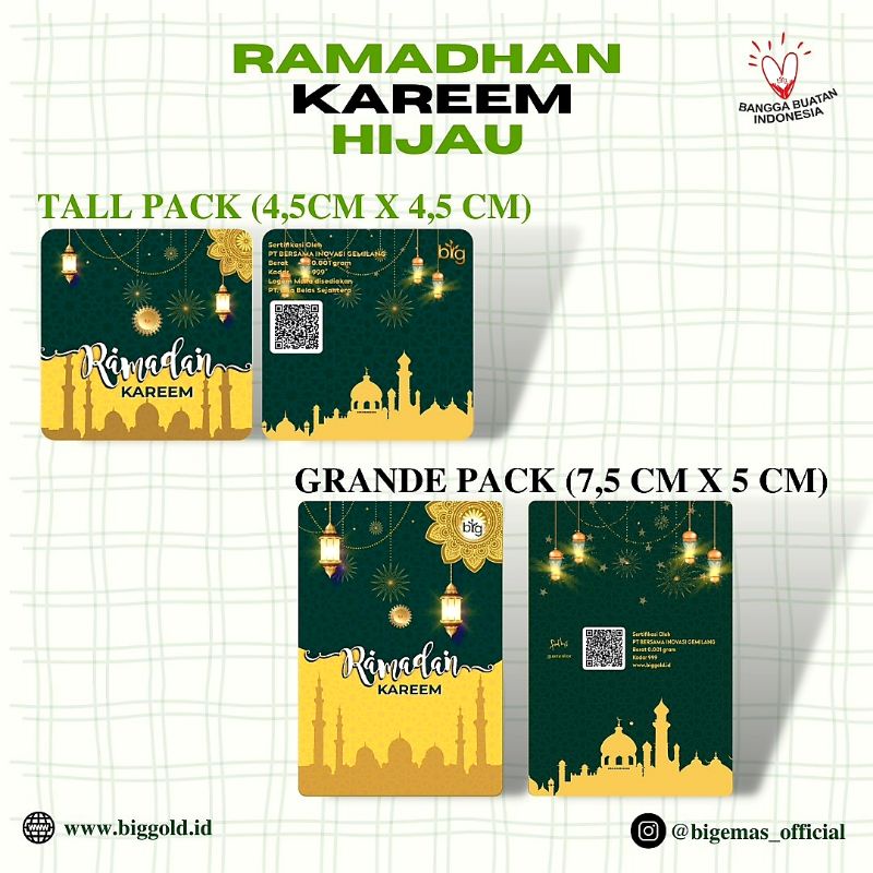 Emas Logam Mulia 24K BIG Gold 0,001 Gram , Edisi Idul Fitri Ramadhan Lebaran Eid Mubarak