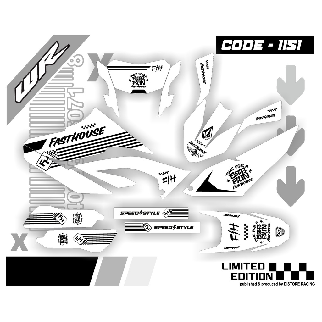 Decal wr 155 full body putih hitam biru fasthouse terbaru