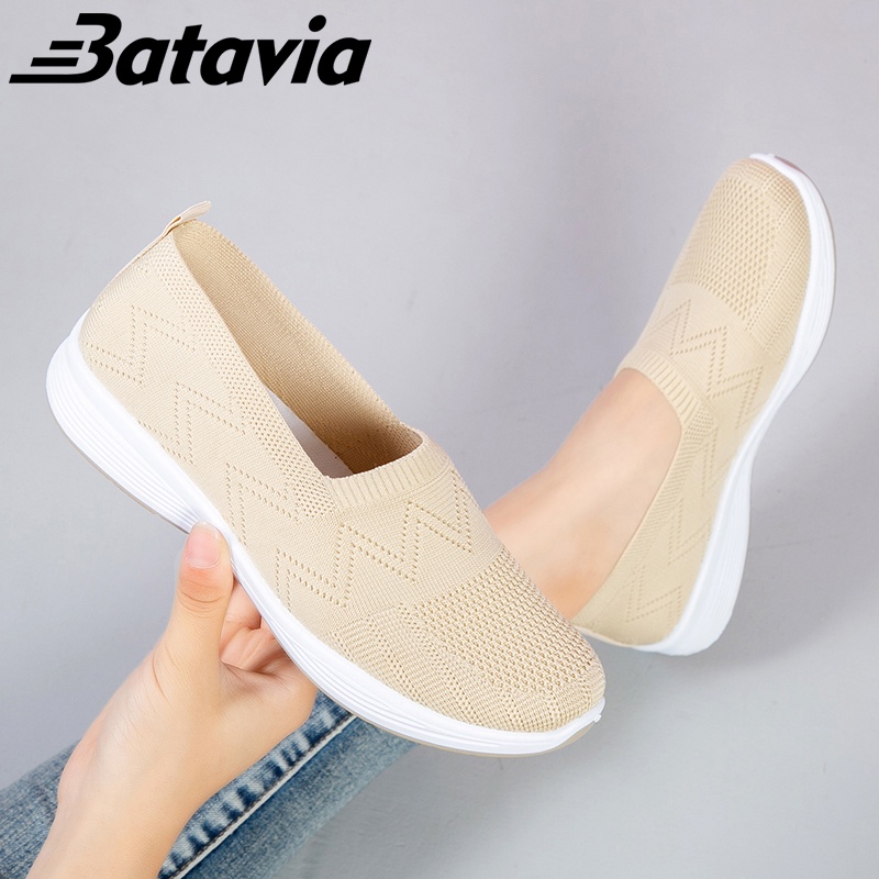 2023 import Batavia Baru sepatu wanita Sepatu hitam Wanita Sepatu rajut Wanita Sepatu Wanita ibu sepatu flat rajut Sepatu Wanita Dewasa Sepatu Wanita slip on Sepatu pantafel Wanita A164