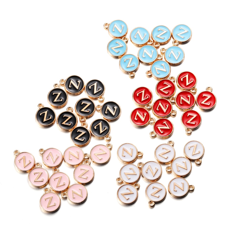 300 Pcs Charm epoxy Huruf A Sampai Z enamel Koin Liontin Gelang Kalung one piece