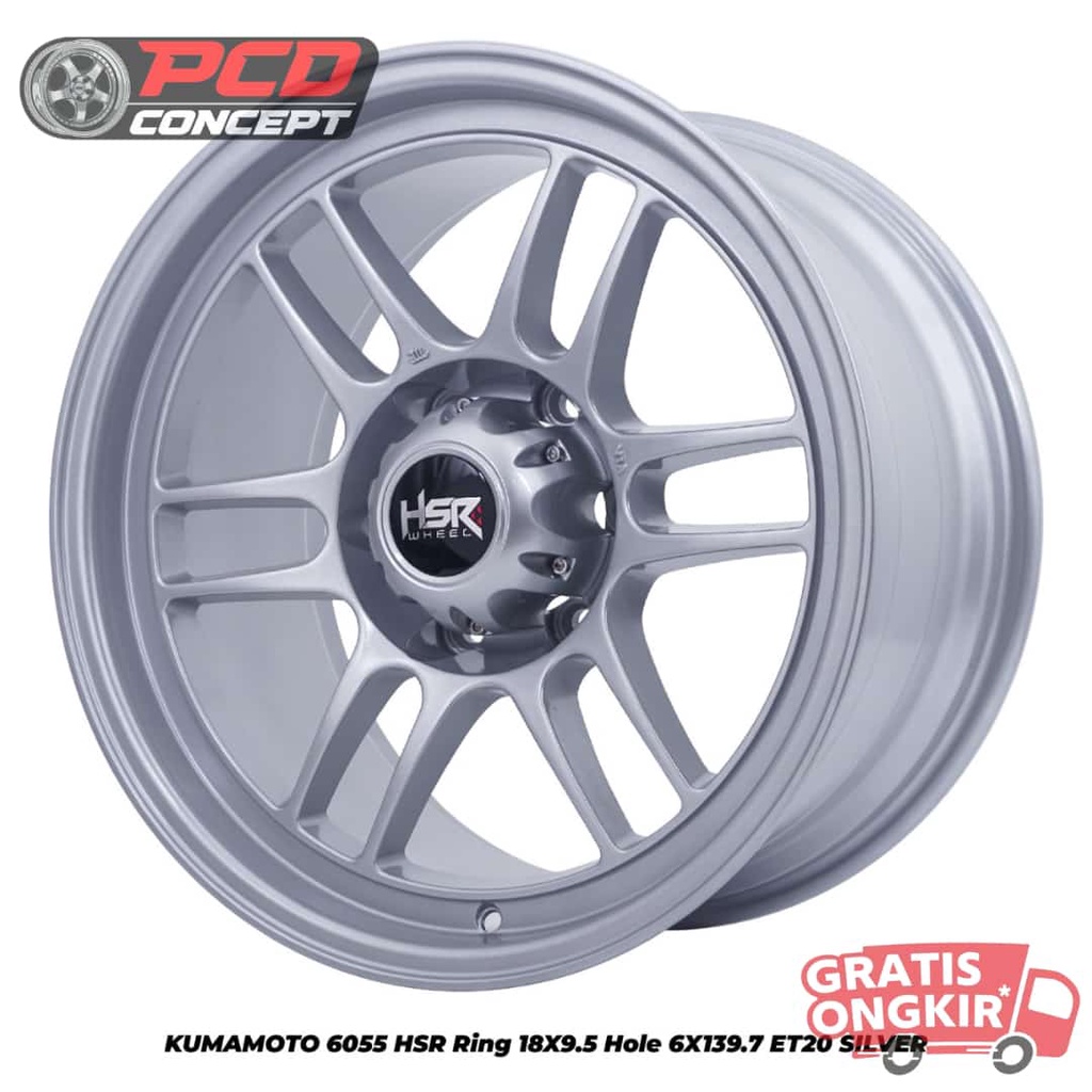 VELG R18 MOBIL PAJERO, FORTUNER, HILUX, D-MUX R18 HSR KUMAMOTO R18 LEBAR 9,5 INCI SILVER