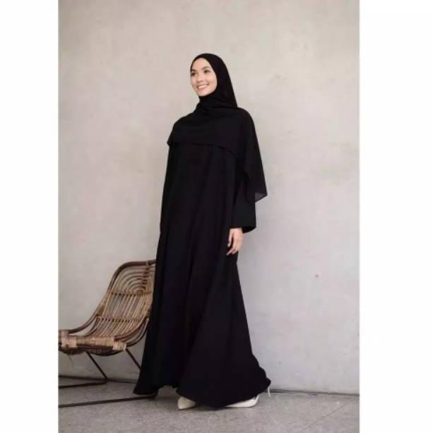 LANGSUNG ORDER ALMA ABAYA HITAM DRESS MUSLIM ABAYA POLOS (BUSUI)