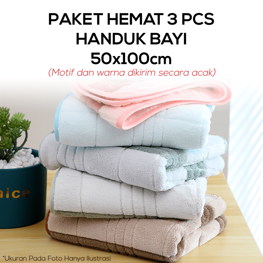 [PAKET HEMAT 5 PCS] Handuk Mandi Bayi / Anak Ukuran 50x100cm Bahan Microfiber Bulu Serap Air Quick Dry Towel