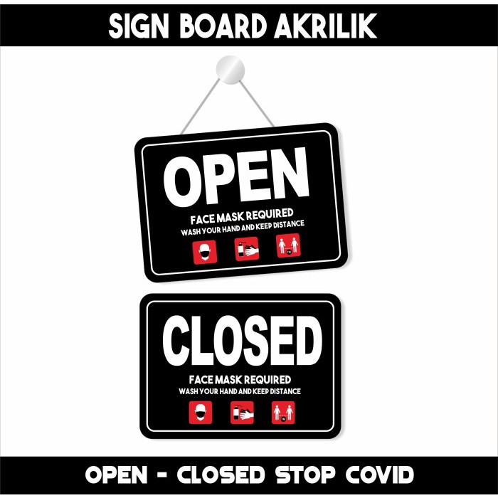 

Papan Cegah Covid 19 Open Closed Buka Tutup Sign Board Akrilik
