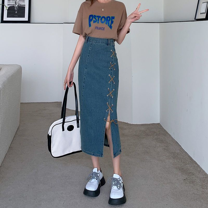 ROK denim wanita 2025 impor / jeans panjang import/ / rok celana jeans / rok celana panjang7/9 / rok