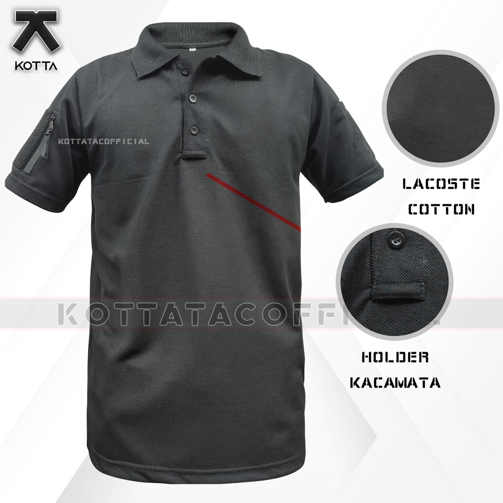 KAOS WANGKI TACTICAL HITAM - KAOS KERAH TENTARA - POLO SHIRT TACTICAL - KAOS TACTICAL PRIA HITAM