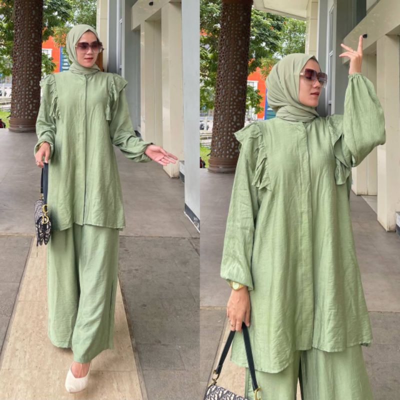 Set Polo Linen/Set Kulot Polo Linen/Set Tunik Polo Linen / Set Celana Polo Linen