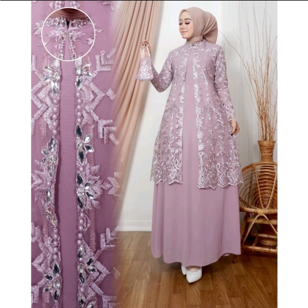 Sartika Dress Aulia 2 in 1 Brokat Premium Dress Brokat Kondangan Dress Tile Kondangan Wedding Dress Gamis Brukat Jumbo xxl Ld 120cm Gamis Brokat Jumbo Gamis 2 look in 1 Gamis Lebaran Gamis Remaja Muslimah Seragaman Pernikahan Outfit Bridesmaid Warna Sage
