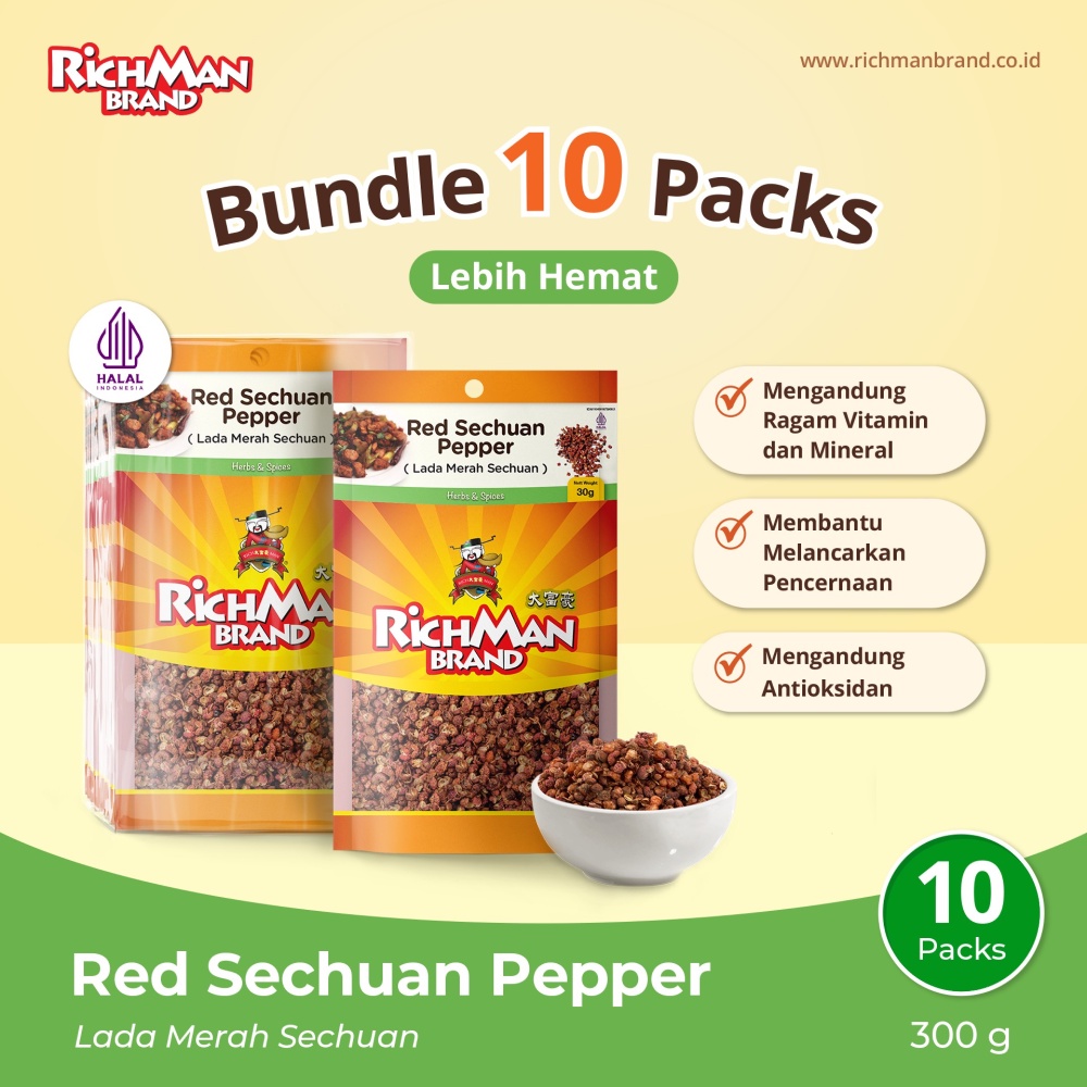 

RichMan Brand Red Sechuan Pepper 30 gr | Bundle 10x Packs