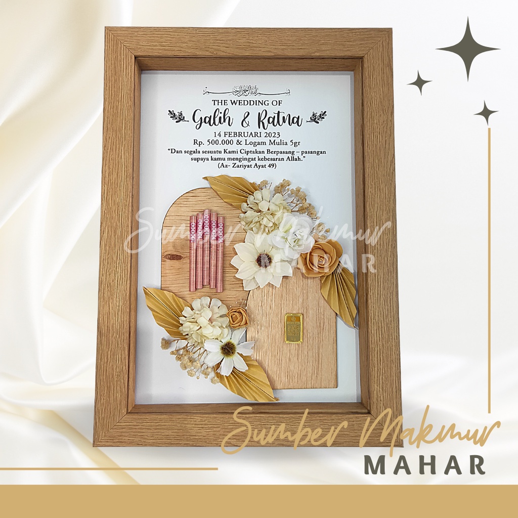 PROMO AMBYAR!!! Mahar Pernikahan Bingkai  Simple Modern Rustic uk 24x34