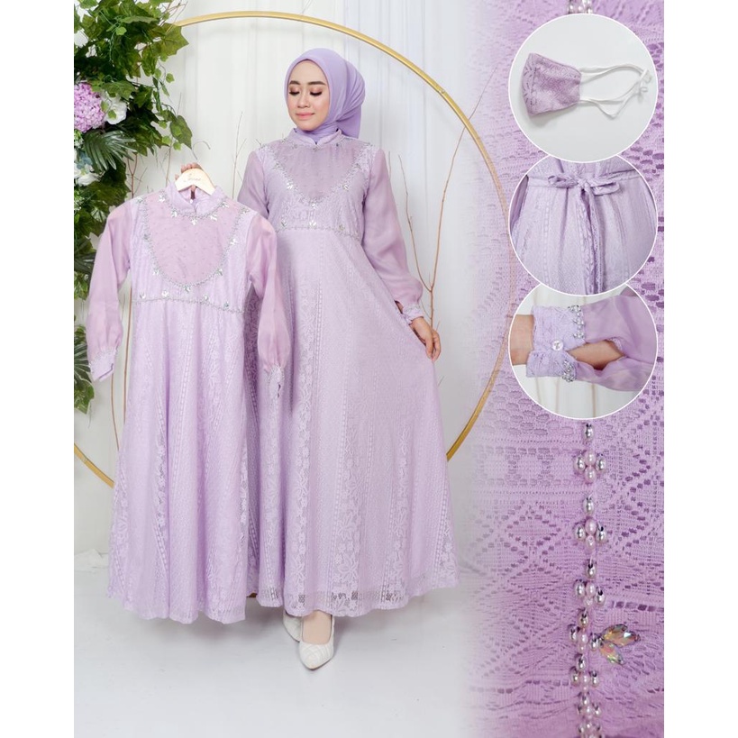 Gamis Couple Payet Terbaru || Gamis Ibu dan Anak || Dress Pesta Modern 2023 || Bisa Bayar di Tempat (COD) || Malika Dress ~ DVN STYLE
