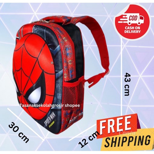 TAS 3D HardCover EMBOSS SPIDERMAN /Tas Ransel Sekolah Anak SD Karakter Tas Sekolah anak laki laki tas Hard Cover 3D Timbul / tas ransel sd / tas ransel anak sekolah laki laki EMBOS SPIDERMAN RANSEL