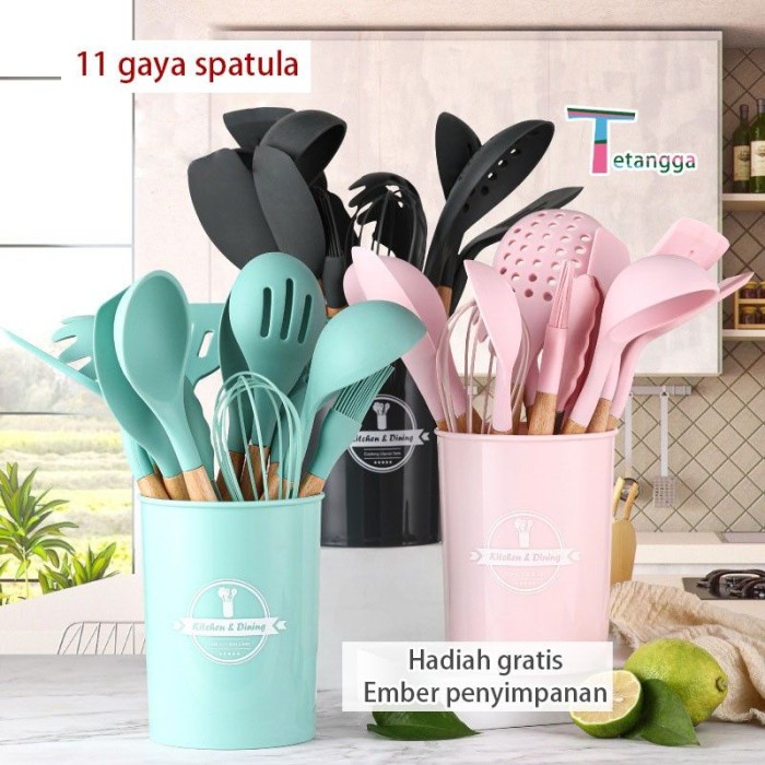 Sutil Silikon Utensil Set Peralatan Spatula Silikon Sutil Kitchen Set 12 Pcs