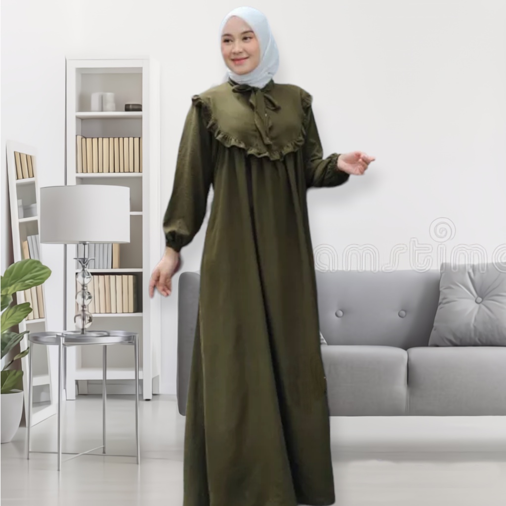 DRESS GAMIS DINDA BAHAN CRINCLE AIRFLOW / GAMIS WANITA