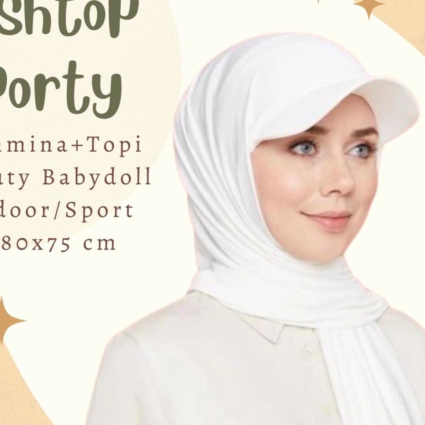 ➮ PASHTOP Pashmina Sporty Topi | Pasmina Topi Instan Premium Stylist | Kekinian 2022 Viral | Hijab T
