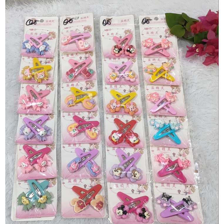 Jepit karakter motif sangat tebal cantik sepanjang (isi 2pcs)