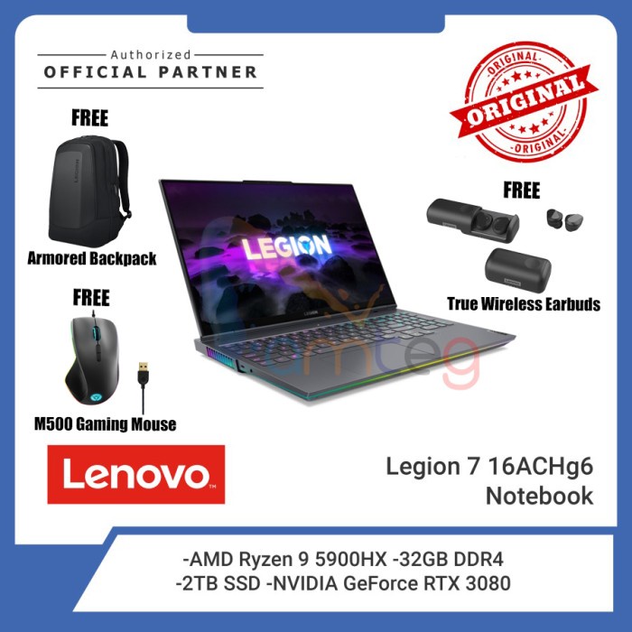 LENOVO Laptop Legion 7 / AMD Ryzen 9 5900HX / 32GB / 2TB SSD [82N600FHID]