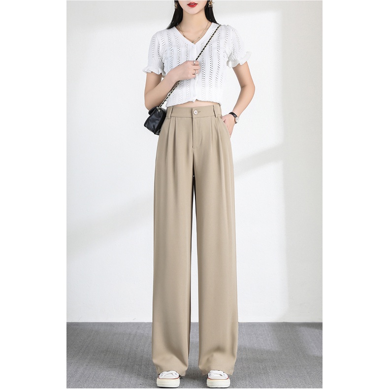 Kram Celana Jas Wanita High Waist Straight Loose Kasual Celana Panjang Wanita (realpict)