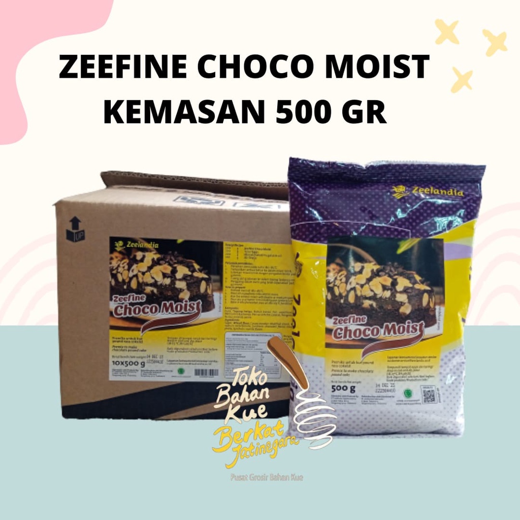 

ZEEFINE CHOCO MOIST / TEPUNG PREMIX ZEELANDIA CHOCO MOIST KEMASAN 500 GR / CTN ( 10 PCS )