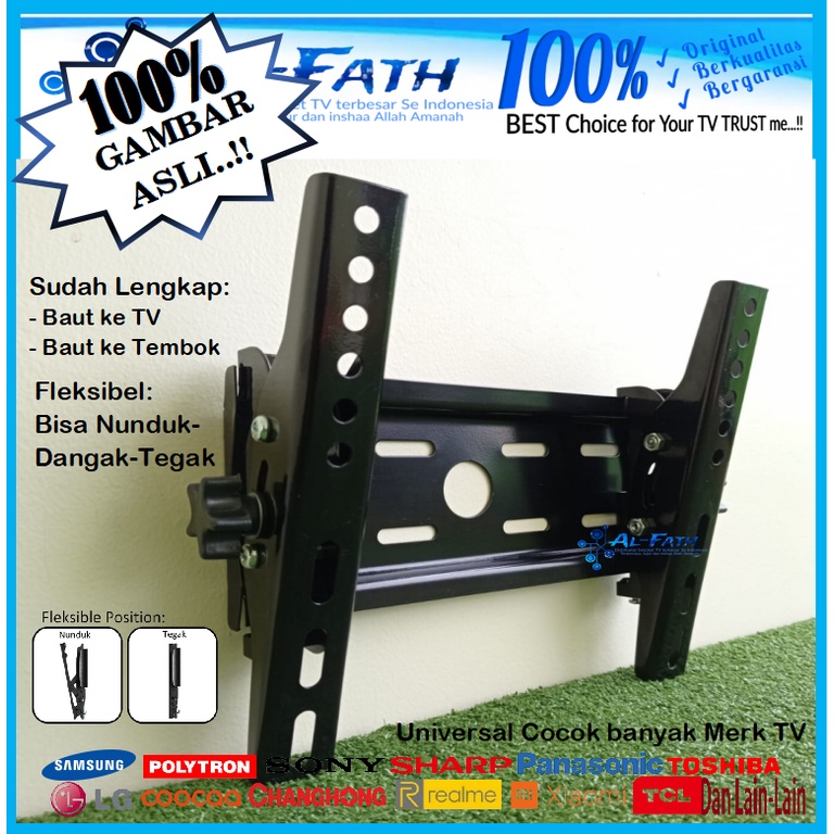Bracket TV LED 14&quot; s/d 43&quot;  Universal (43 42 40 32 24 21 inch) PREMIUM model Bisa nunduk dan tegak Cocok Banyak Merk TV