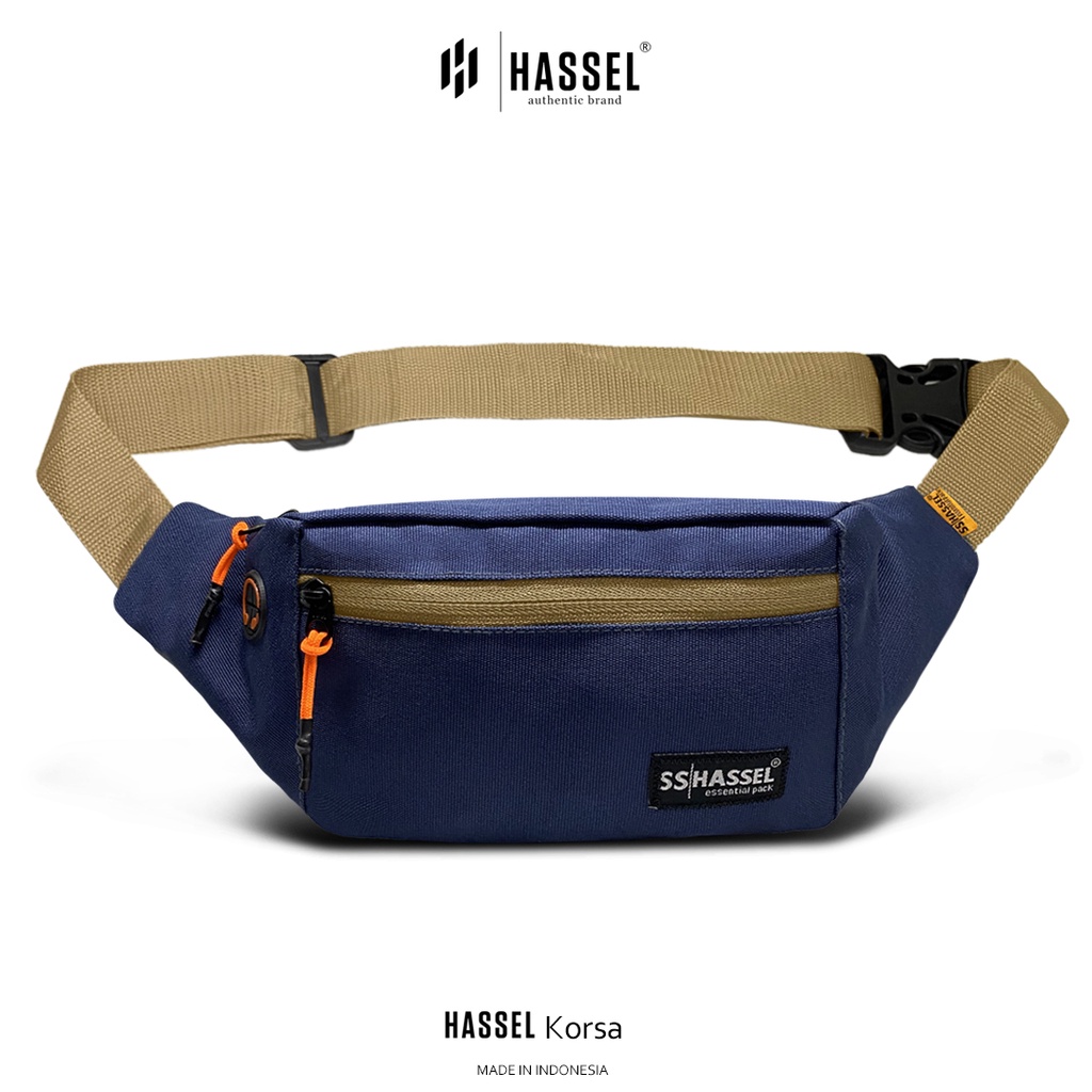 Tas Pinggang Pria Hassel Korsa / Tas Waist Bag Pria - wanita / Tas Selempang / Tas Dada - Navy