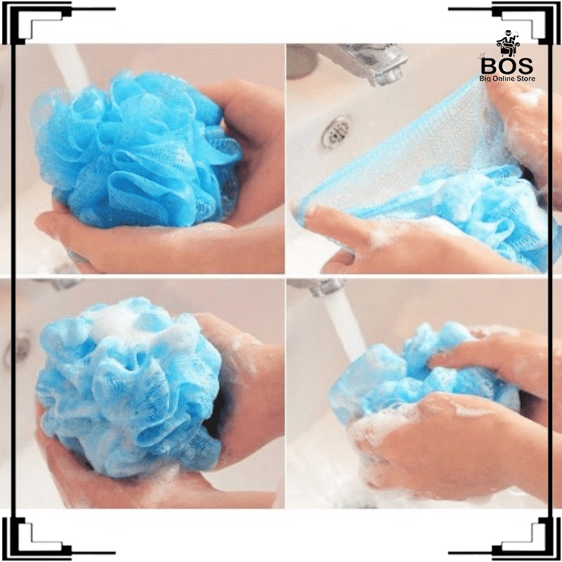 BOS - SPONS MANDI JARING GOSOK BADAN / SHOWER PUFF / SPONGE JARING KECIL