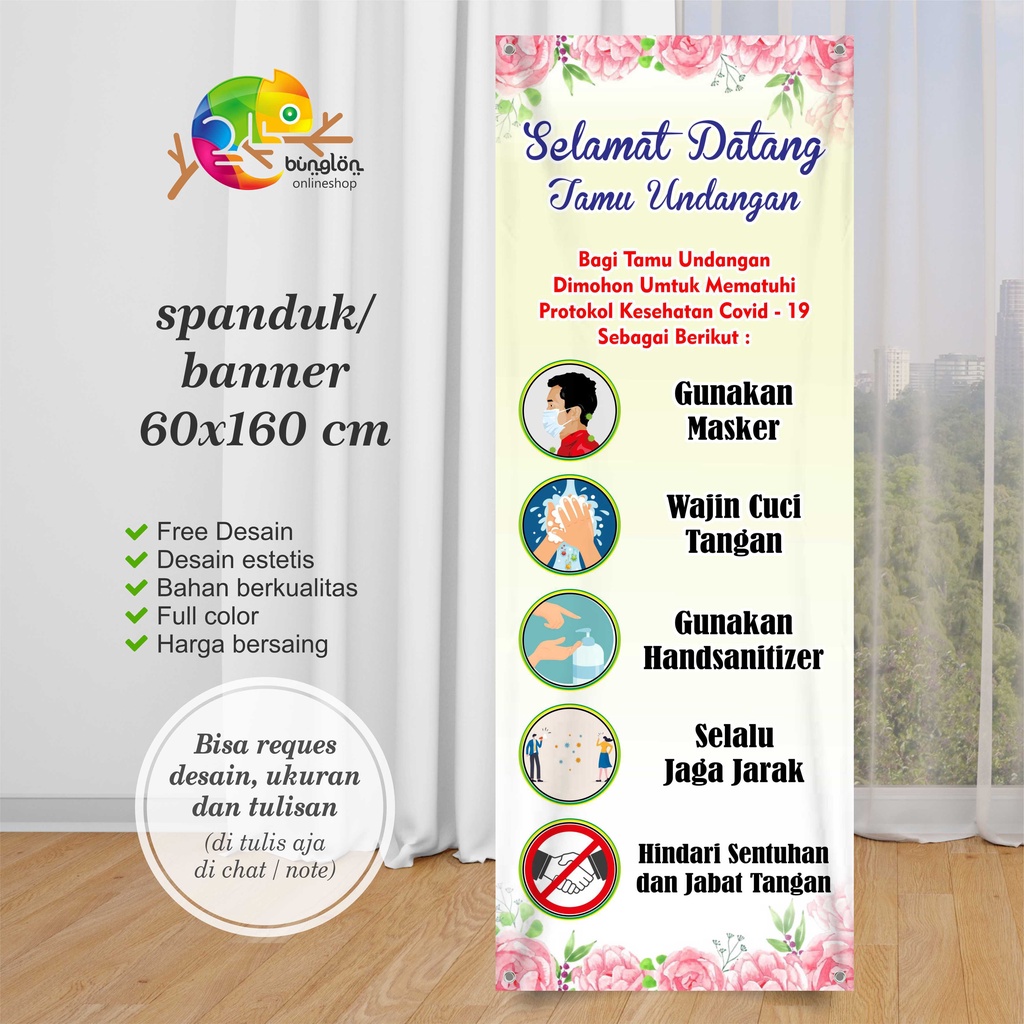 Spanduk, Banner Prokes, Protokol Kesehatan Covid-19 Tamu Undangan