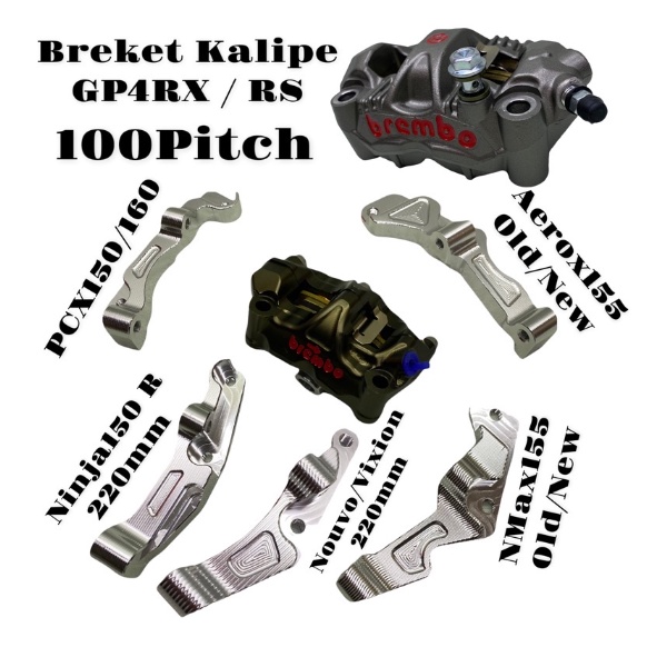 BREKET Kaliper 4Piston GP4RX GP4RS Pitch 100mm Brcmbo nssn aerox155 NMAX OLD NEW Disc Breket adapter