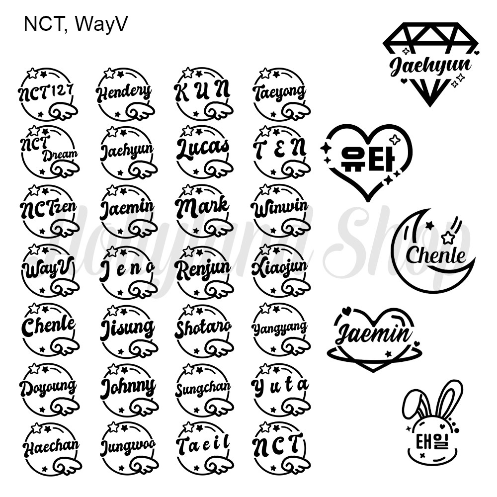 

Sticker Cutting NCT NCT127 NCT Dream WayV Member Nama Hangeul Lightstick (2pcs)