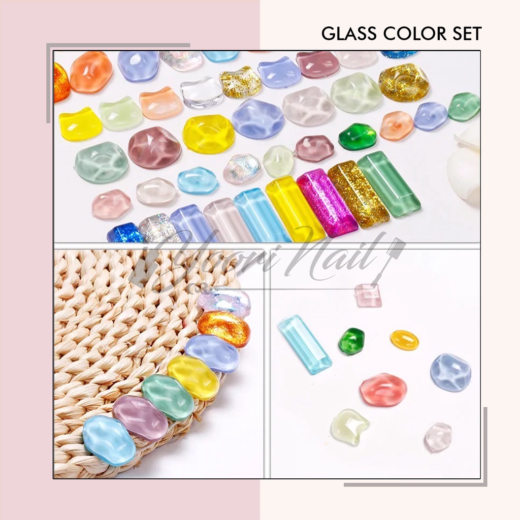 40pcs Glass color set 40 pcs display kutek nail art katalog warna kuku color chart