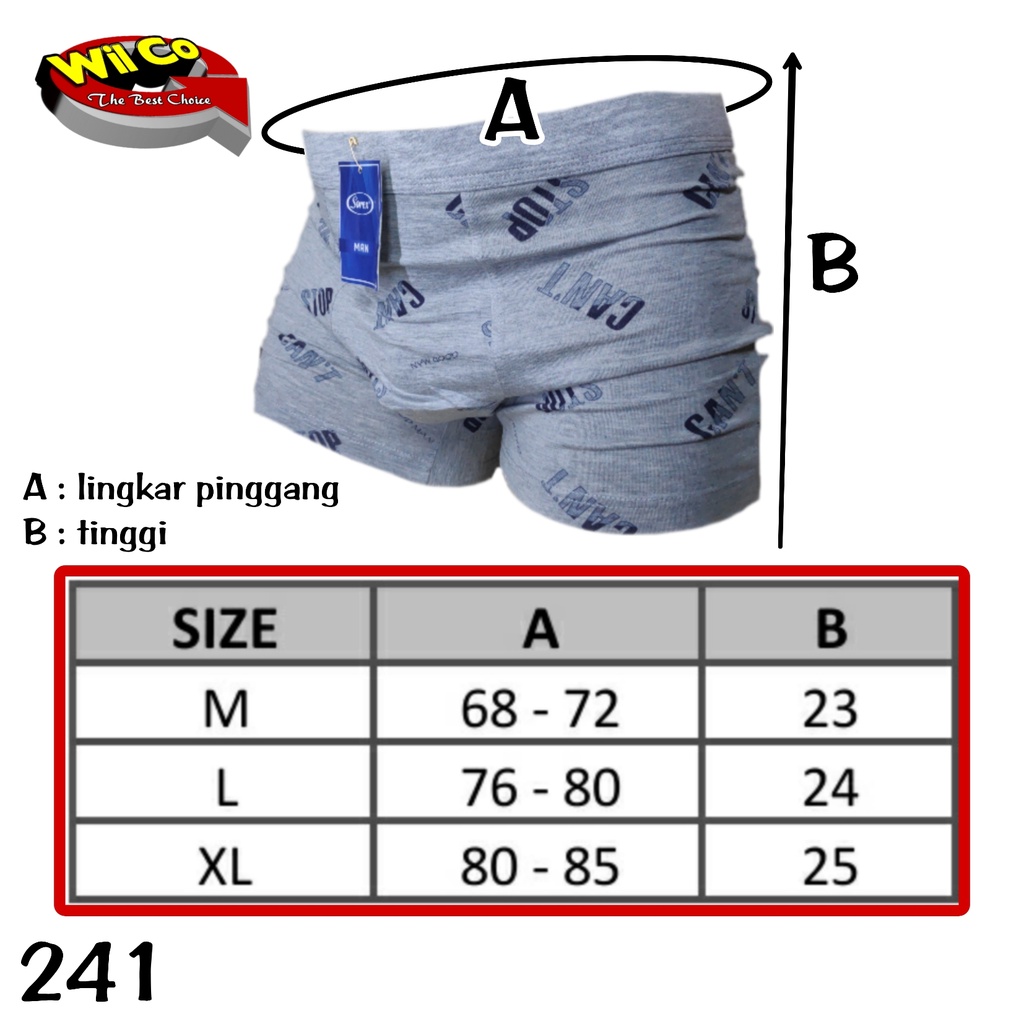 K241D - (DIJUAL PER 1 BOX ISI 2 Pcs) CELANA DALAM BOXER PRIA SOREX SIZE M - XL