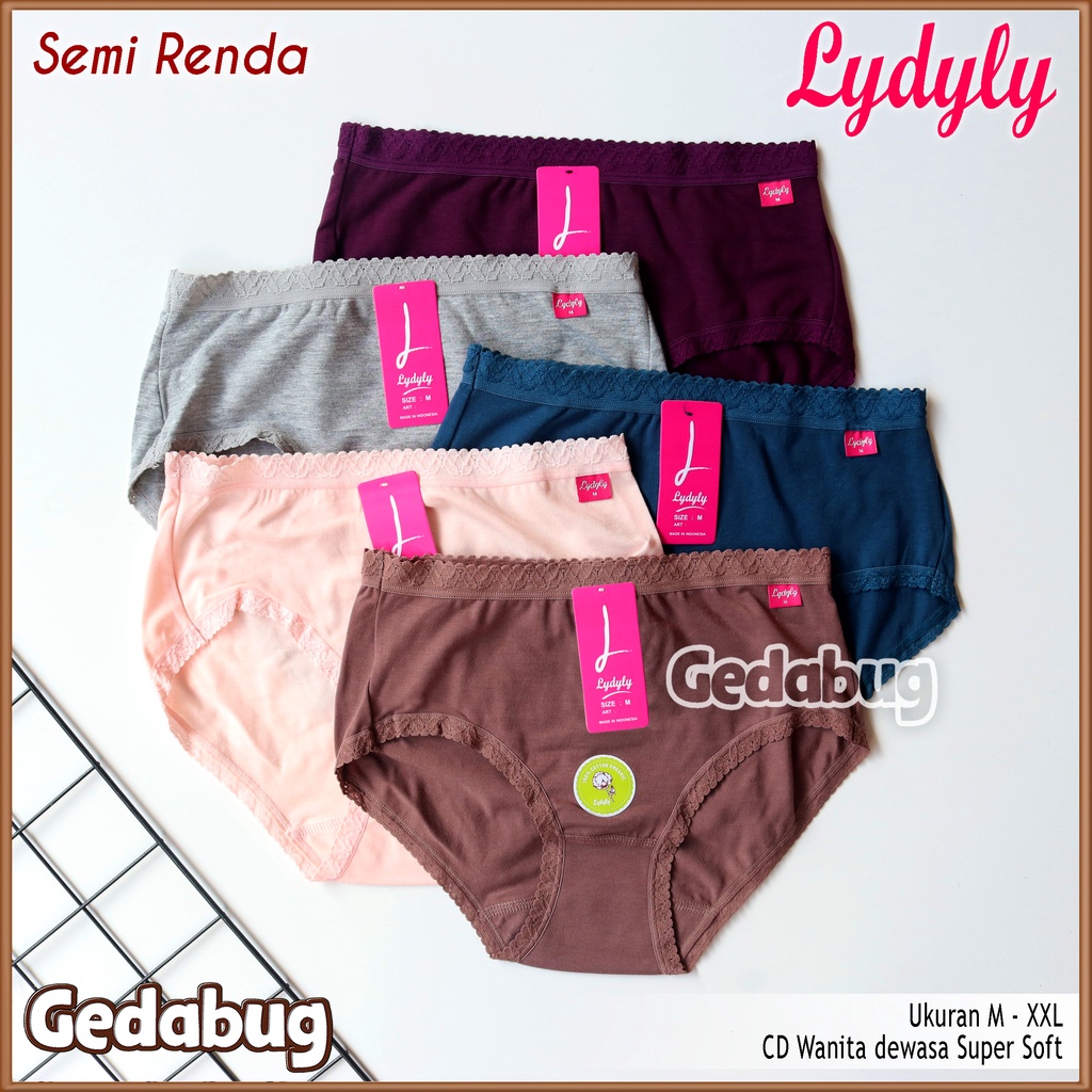 3 Pcs - CD Wanita Lydyly LD001 / LD-001 Semi Renda | Celana dalam wanita dewasa Supersoft | Gedabug