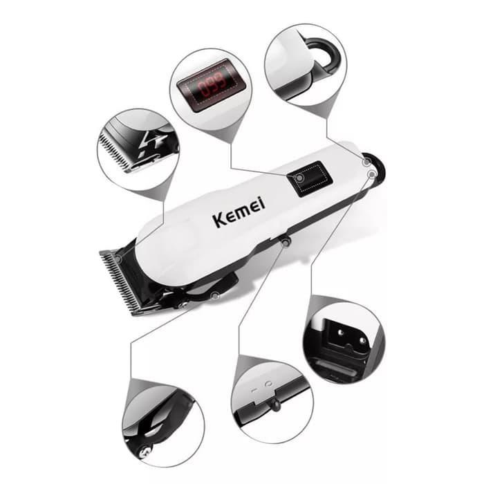 Hair Clipper Kemei KM-809A LED DISPLAY Alat Mesin Cukur Rambut/alat potong rambut Dilengkapi dengan 4 sisir pengganti untuk pemangkasan khusus